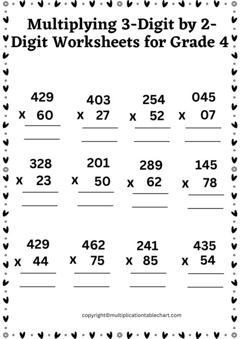 multiplication 3 digit by 2 digit worksheets|Multiplying 3 Digit Numbers by 2 Digit Numbers Worksheet .